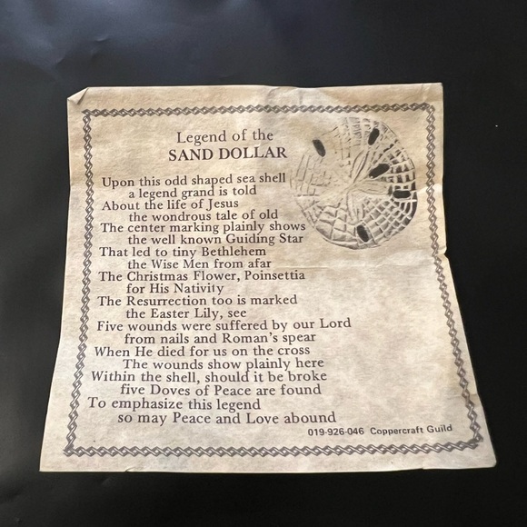 Rare 1960’s Coppercraft Guild Sand Dollar Necklace, Earrings and Poem - Picture 5 of 5